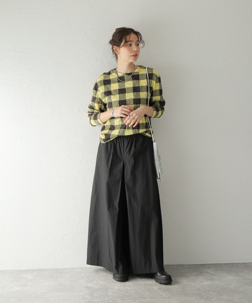 TELA（テラ）の「【TELA/テラ】CHECK L/S：カットソー（Tシャツ/カットソー・レディース・イエロー・SMALL）」の2枚目の写真