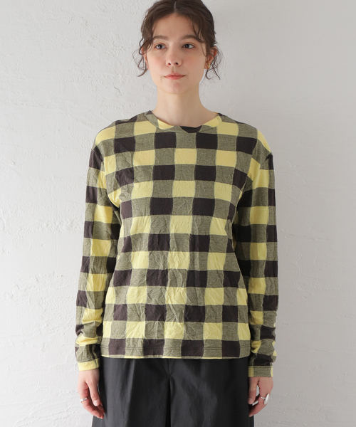 TELA（テラ）の「【TELA/テラ】CHECK L/S：カットソー（Tシャツ/カットソー・レディース・イエロー・SMALL）」の5枚目の写真
