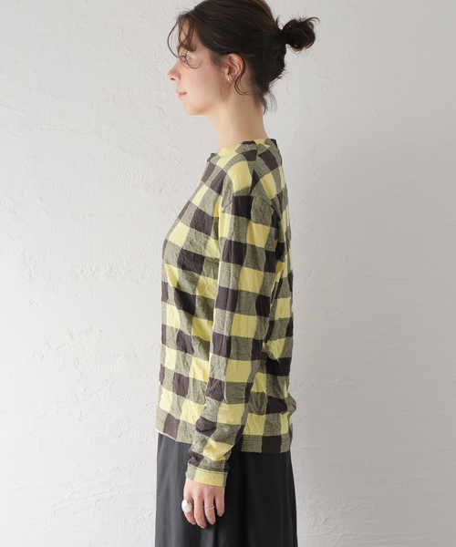 TELA（テラ）の「【TELA/テラ】CHECK L/S：カットソー（Tシャツ/カットソー・レディース・イエロー・SMALL）」の6枚目の写真