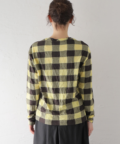 TELA（テラ）の「【TELA/テラ】CHECK L/S：カットソー（Tシャツ/カットソー・レディース・イエロー・SMALL）」の7枚目の写真