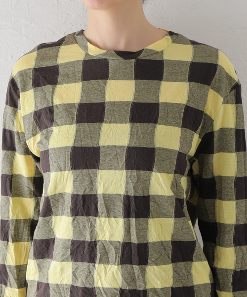 TELA（テラ）の「【TELA/テラ】CHECK L/S：カットソー（Tシャツ/カットソー・レディース・イエロー・SMALL）」の8枚目の写真