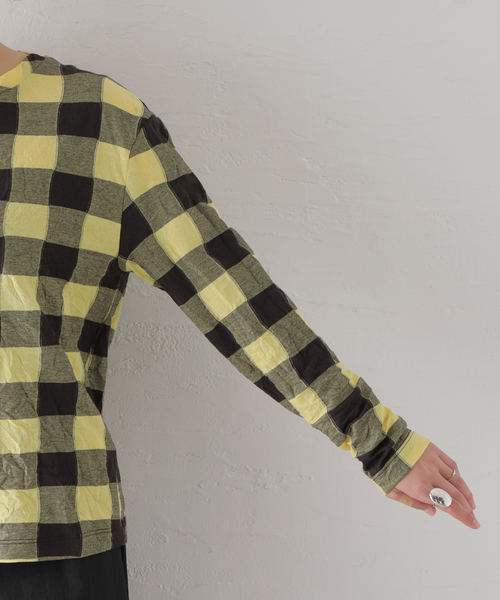 TELA（テラ）の「【TELA/テラ】CHECK L/S：カットソー（Tシャツ/カットソー・レディース・イエロー・SMALL）」の10枚目の写真