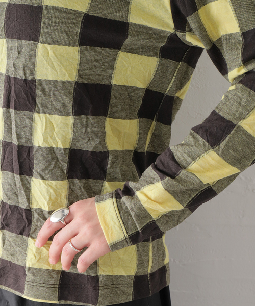 TELA（テラ）の「【TELA/テラ】CHECK L/S：カットソー（Tシャツ/カットソー・レディース・イエロー・SMALL）」の11枚目の写真