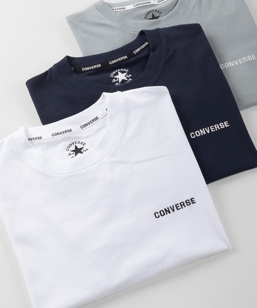 CONVERSE（コンバース）の「【CONVERSE/コンバース】ブランドネームロゴ刺繍 クルーネック半袖Tシャツ/ 半袖カットソー（Tシャツ/カットソー・レディース・ホワイト/ブラック/ネイビー/グレー/サックスブルー/オートミール/ブルーグリーン/グレイッシュベージュ・M/L/XL）」の3枚目の写真