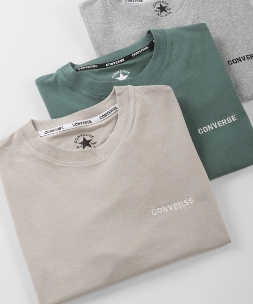 CONVERSE（コンバース）の「【CONVERSE/コンバース】ブランドネームロゴ刺繍 クルーネック半袖Tシャツ/ 半袖カットソー（Tシャツ/カットソー・レディース・ホワイト/ブラック/ネイビー/グレー/サックスブルー/オートミール/ブルーグリーン/グレイッシュベージュ・M/L/XL）」の2枚目の写真