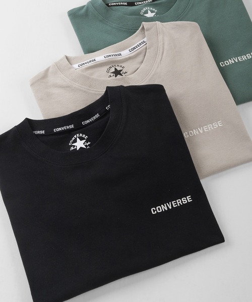 CONVERSE（コンバース）の「【CONVERSE/コンバース】ブランドネームロゴ刺繍 クルーネック半袖Tシャツ/ 半袖カットソー（Tシャツ/カットソー・レディース・ホワイト/ブラック/ネイビー/グレー/サックスブルー/オートミール/ブルーグリーン/グレイッシュベージュ・M/L/XL）」の4枚目の写真