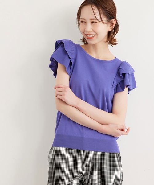 ROPE' PICNIC（ロペピクニック）の「フリルニットプルオーバー（ニット/セーター・レディース・ライトグレー/ブラック/クリーム/パープル系その他/ピンク系その他2・38）」の5枚目の写真