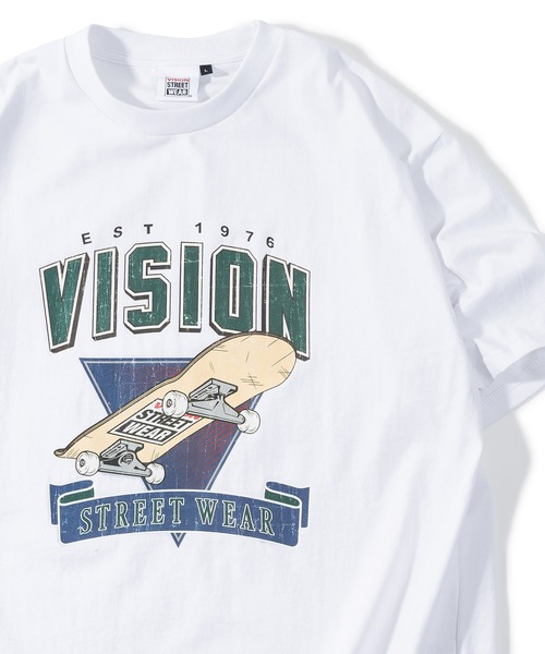 VISION STREET WEAR(ヴィジョンストリートウェア)の「【VISION STREET WEAR/ヴィジョンストリートウェア】スケボーグラフィックTシャツ/ビッグシルエット(Tシャツ/カットソー・メンズ・マスタード/ホワイト/チャコールグレー/ダークグリーン・M/XL/L)」の2枚目の写真