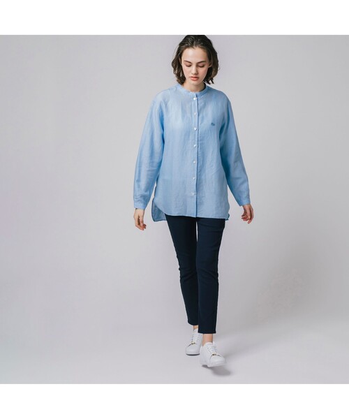 ラコステ　リネンシャツ　七分袖　完売品　涼しい ラコステ 長袖シャツ 七分袖 レディース SIZE 38 (S) LACOSTE