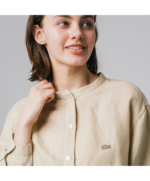 LACOSTE(ラコステ)の「リネンスタンドカラーシャツ(シャツ/ブラウス・レディース・ホワイト/ライトブルー/ベージュ・40/38/36/34)」の13枚目の写真