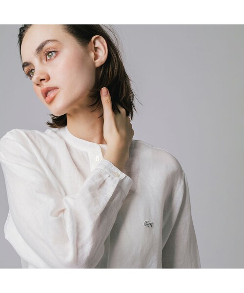 LACOSTE(ラコステ)の「リネンスタンドカラーシャツ(シャツ/ブラウス・レディース・ホワイト/ライトブルー/ベージュ・40/38/36/34)」の18枚目の写真