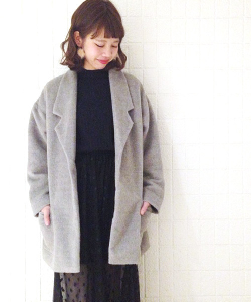 Kastane(カスタネ)の「【Kastane】サイズ変更中綿ビッグジャケット(その他アウター・レディース・ネイビー/グレー・FREE)」の2枚目の写真