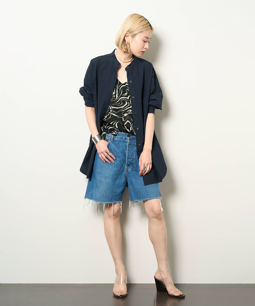 CITYSHOP(シティーショップ)の「TYPEWRITER WASHER シャツ(シャツ/ブラウス・レディース・ホワイト/ネイビー・FREE)」の4枚目の写真