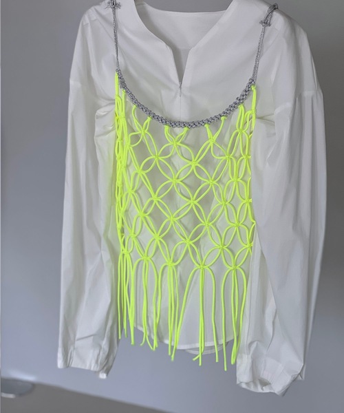 MAISON CHUCLLA（メゾンチュクラ）の「ハンドメイド ネオン マクラメキャミソール chwj22s02（キャミソール・レディース・イエロー・FREE）」の9枚目の写真