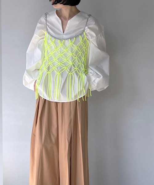 MAISON CHUCLLA（メゾンチュクラ）の「ハンドメイド ネオン マクラメキャミソール chwj22s02（キャミソール・レディース・イエロー・FREE）」の16枚目の写真