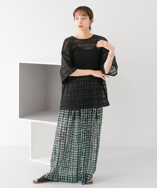 KBF（ケイビーエフ）の「2WAYレースBIGTシャツ（シャツ/ブラウス・レディース・ブラック/オフホワイト/イエロー・ONE）」の7枚目の写真