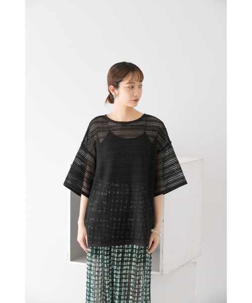 KBF（ケイビーエフ）の「2WAYレースBIGTシャツ（シャツ/ブラウス・レディース・ブラック/オフホワイト/イエロー・ONE）」の22枚目の写真