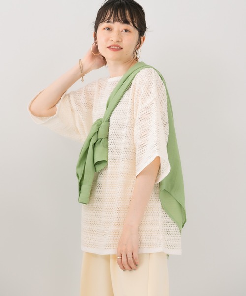 KBF（ケイビーエフ）の「2WAYレースBIGTシャツ（シャツ/ブラウス・レディース・ブラック/オフホワイト/イエロー・ONE）」の18枚目の写真