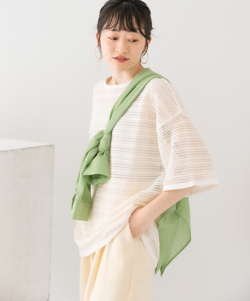 KBF（ケイビーエフ）の「2WAYレースBIGTシャツ（シャツ/ブラウス・レディース・ブラック/オフホワイト/イエロー・ONE）」の9枚目の写真