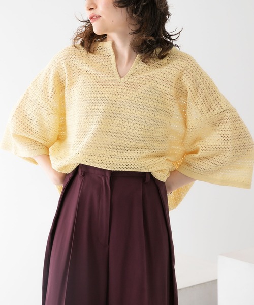 KBF（ケイビーエフ）の「2WAYレースBIGTシャツ（シャツ/ブラウス・レディース・ブラック/オフホワイト/イエロー・ONE）」の12枚目の写真