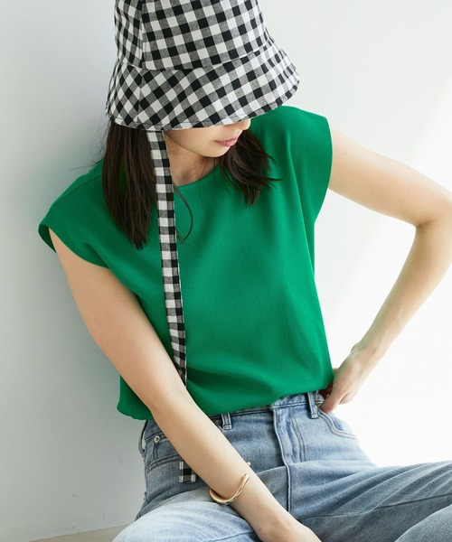 VIS（ビス）の「【UVケア・接触冷感・洗える】前後2WAY美人スリーブニットプルオーバー（ニット/セーター・レディース・ブラック/ホワイト/オレンジ系その他4/グリーン/ブラウン/ブルー・FREE）」の4枚目の写真