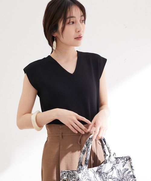 VIS（ビス）の「【UVケア・接触冷感・洗える】前後2WAY美人スリーブニットプルオーバー（ニット/セーター・レディース・ブラック/ホワイト/オレンジ系その他4/グリーン/ブラウン/ブルー・FREE）」の16枚目の写真