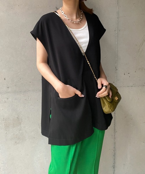 DouDou（ドゥドゥ）の「【WEB限定】2WAY異素材ベスト（ベスト・レディース・ブラック/ブラウン・FREE）」の7枚目の写真