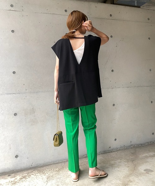 DouDou（ドゥドゥ）の「【WEB限定】2WAY異素材ベスト（ベスト・レディース・ブラック/ブラウン・FREE）」の10枚目の写真