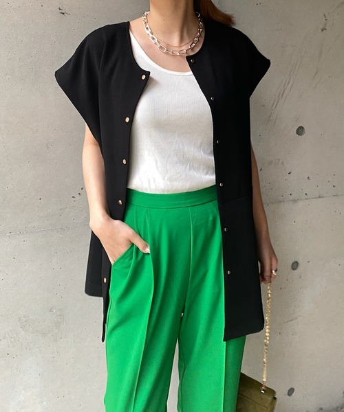 DouDou（ドゥドゥ）の「【WEB限定】2WAY異素材ベスト（ベスト・レディース・ブラック/ブラウン・FREE）」の12枚目の写真