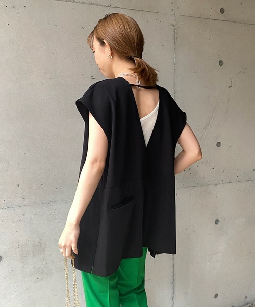 DouDou（ドゥドゥ）の「【WEB限定】2WAY異素材ベスト（ベスト・レディース・ブラック/ブラウン・FREE）」の13枚目の写真