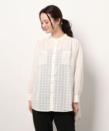 シアーチェックロングシャツ