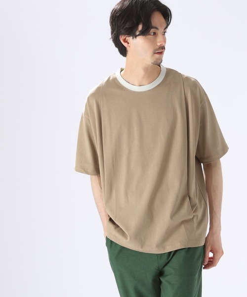 niko and...(ニコアンド)の「配色タックTシャツ(Tシャツ/カットソー・メンズ・ベージュ/オフホワイト/ネイビー・MEDIUM/LARGE)」の2枚目の写真