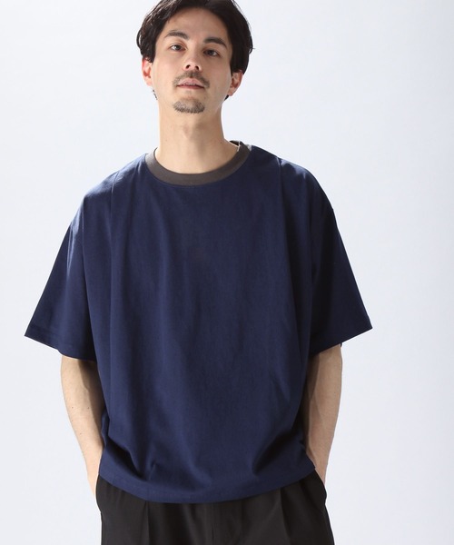 niko and...(ニコアンド)の「配色タックTシャツ(Tシャツ/カットソー・メンズ・ベージュ/オフホワイト/ネイビー・MEDIUM/LARGE)」の9枚目の写真