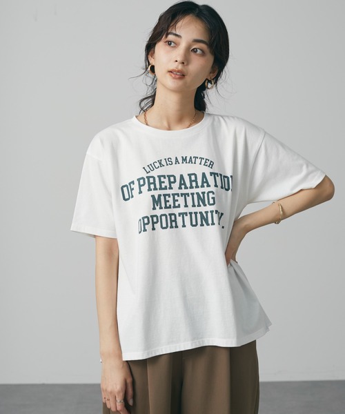 CRAFT STANDARD BOUTIQUE(クラフトスタンダードブティック)の「布帛切替アメカジロゴTEE *◆(Tシャツ/カットソー・レディース・チャコールグレー/オフホワイト/サックスブルー・FREE)」の2枚目の写真