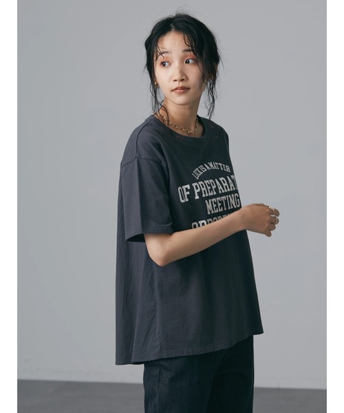 CRAFT STANDARD BOUTIQUE(クラフトスタンダードブティック)の「布帛切替アメカジロゴTEE *◆(Tシャツ/カットソー・レディース・チャコールグレー/オフホワイト/サックスブルー・FREE)」の20枚目の写真