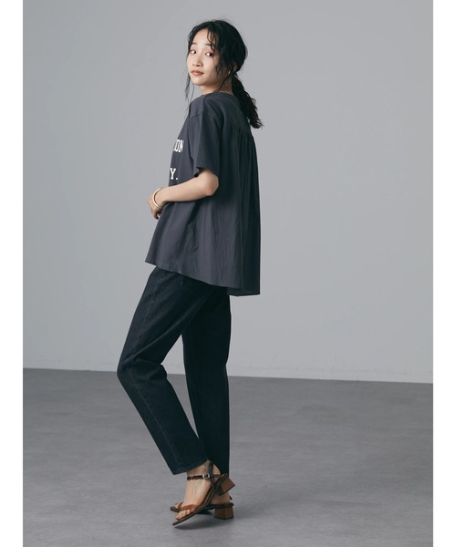 CRAFT STANDARD BOUTIQUE(クラフトスタンダードブティック)の「布帛切替アメカジロゴTEE *◆(Tシャツ/カットソー・レディース・チャコールグレー/オフホワイト/サックスブルー・FREE)」の4枚目の写真