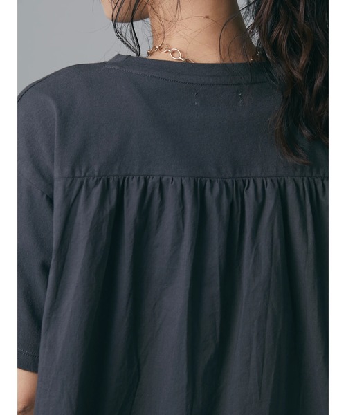 CRAFT STANDARD BOUTIQUE(クラフトスタンダードブティック)の「布帛切替アメカジロゴTEE *◆(Tシャツ/カットソー・レディース・チャコールグレー/オフホワイト/サックスブルー・FREE)」の5枚目の写真