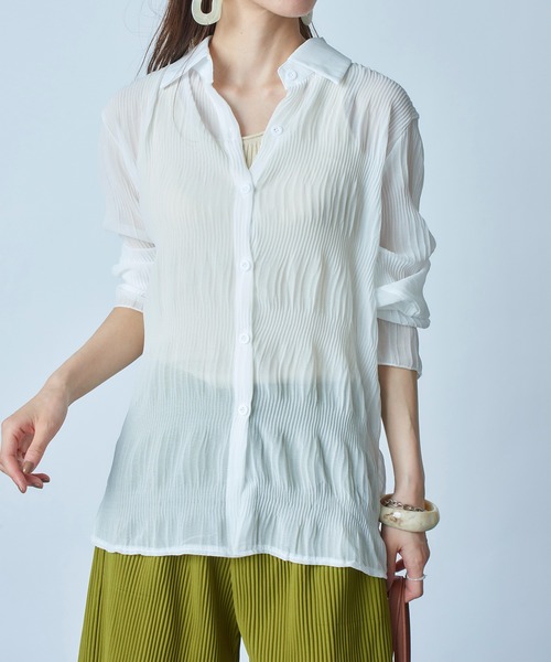 MAISON BREEZE(メゾンブリーズ)の「【MAISON BREEZE】シフォンファンシープリーツシャツブラウス SCCH140(シャツ/ブラウス・レディース・ホワイト/ブラック/アイボリー・FREE)」の3枚目の写真