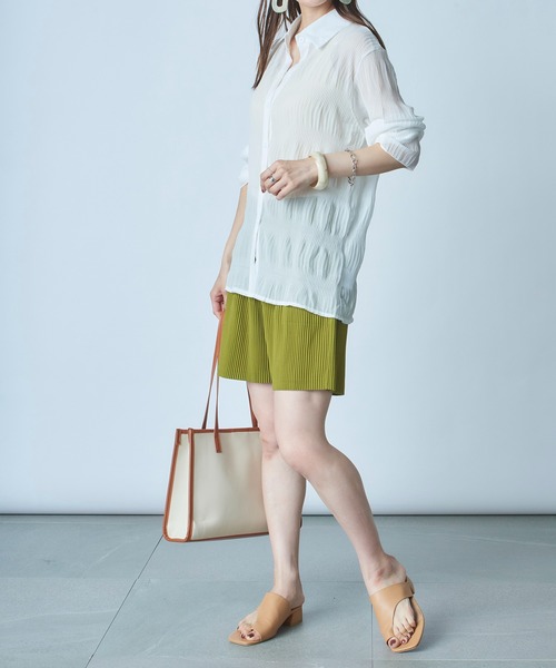 MAISON BREEZE(メゾンブリーズ)の「【MAISON BREEZE】シフォンファンシープリーツシャツブラウス SCCH140(シャツ/ブラウス・レディース・ホワイト/ブラック/アイボリー・FREE)」の18枚目の写真
