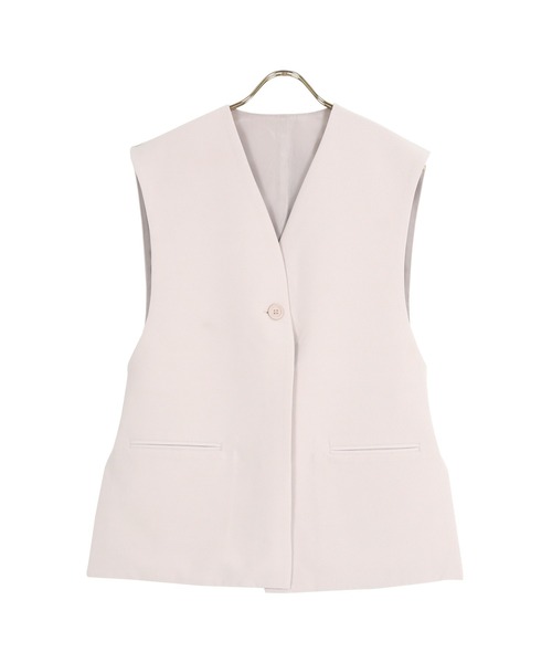 KOBE LETTUCE（コウベレタス）の「ショート丈ジレベスト（ベスト・レディース・グレイッシュベージュ/ブラック/ホワイト系・FREE）」の14枚目の写真