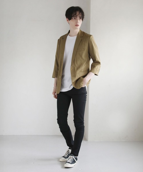 THE CASUAL（カジュアル）の「接触冷感7分袖テーラードジャケット（テーラードジャケット・メンズ・ブラック/ベージュ/杢グレー/ネイビー・S/M/L/XL）」の17枚目の写真