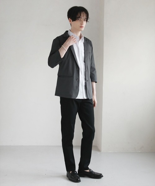 THE CASUAL（カジュアル）の「接触冷感7分袖テーラードジャケット（テーラードジャケット・メンズ・ブラック/ベージュ/杢グレー/ネイビー・S/M/L/XL）」の9枚目の写真