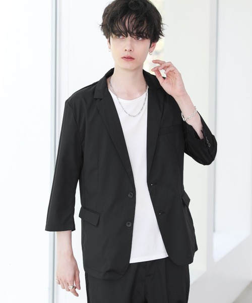 THE CASUAL（カジュアル）の「接触冷感7分袖テーラードジャケット（テーラードジャケット・メンズ・ブラック/ベージュ/杢グレー/ネイビー・S/M/L/XL）」の22枚目の写真