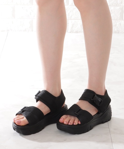Mサイズ ブラック プラットフォームサンダル MM6 Maison Margiela プラットフォーム サンダル | ブラック