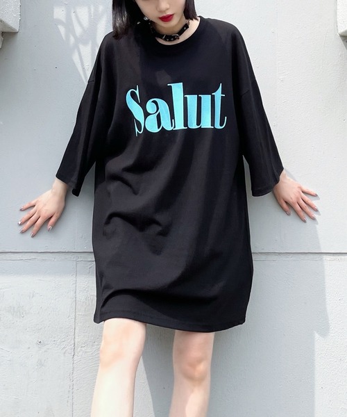 Figments(フィグメンツ)の「Salut Tシャツ(Tシャツ/カットソー・レディース・ホワイト/ブラック・FREE)」の2枚目の写真
