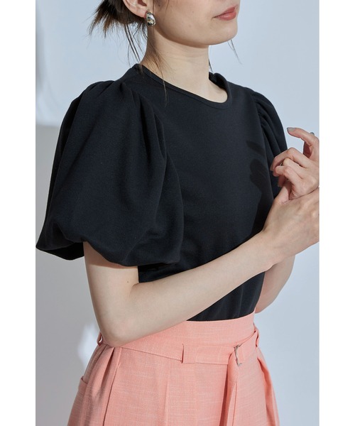 &. NOSTALGIA（アンドドットノスタルジア）の「ボリュームスリーブTシャツ（Tシャツ/カットソー・レディース・ホワイト/ブラック/オレンジ・FREE）」の2枚目の写真