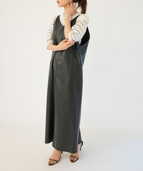 IENA（イエナ）の「フェイクレザーキャミワンピース（ワンピース