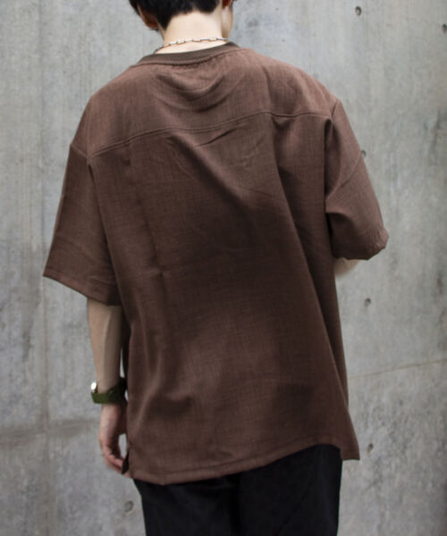 GLOSTER(グロスター)の「【GLOSTER ROAD/グロスターロード】リネンライク布帛ポケTシャツ(Tシャツ/カットソー・メンズ・キナリ/ネイビー/オリーブ/ブラウン・M/S/L)」の13枚目の写真