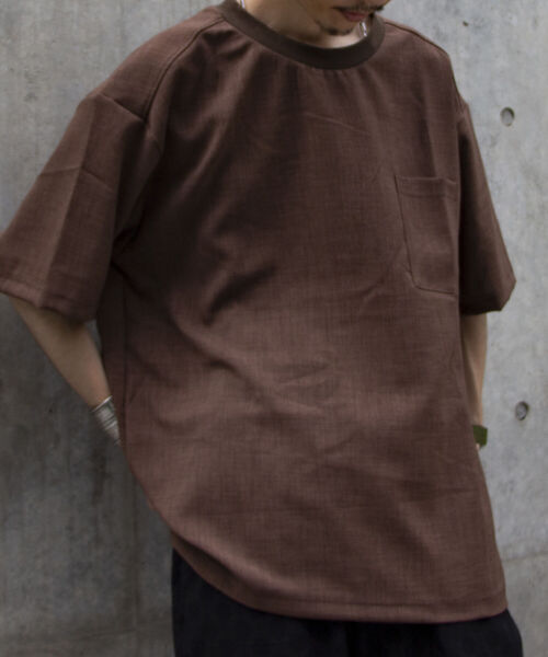 GLOSTER(グロスター)の「【GLOSTER ROAD/グロスターロード】リネンライク布帛ポケTシャツ(Tシャツ/カットソー・メンズ・キナリ/ネイビー/オリーブ/ブラウン・M/S/L)」の9枚目の写真