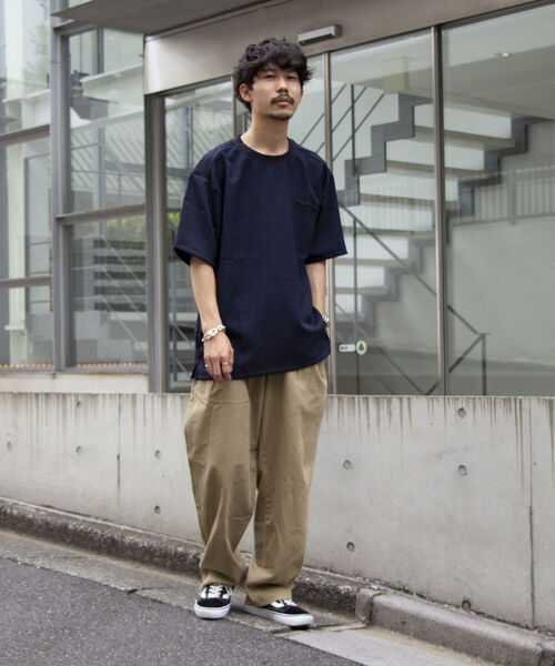GLOSTER(グロスター)の「【GLOSTER ROAD/グロスターロード】リネンライク布帛ポケTシャツ(Tシャツ/カットソー・メンズ・キナリ/ネイビー/オリーブ/ブラウン・M/S/L)」の21枚目の写真